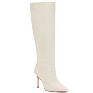 Louise et Cie Cream Knee-High Pointed Stiletto Boots